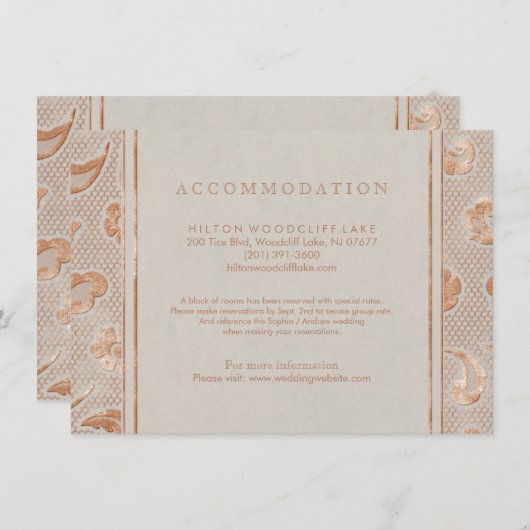 Kraft gold Lace country bruiloft Informatiekaartje (Voorkant / Achterkant)