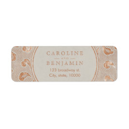 Kraft gold Lace rustic bruiloft return address Etiket