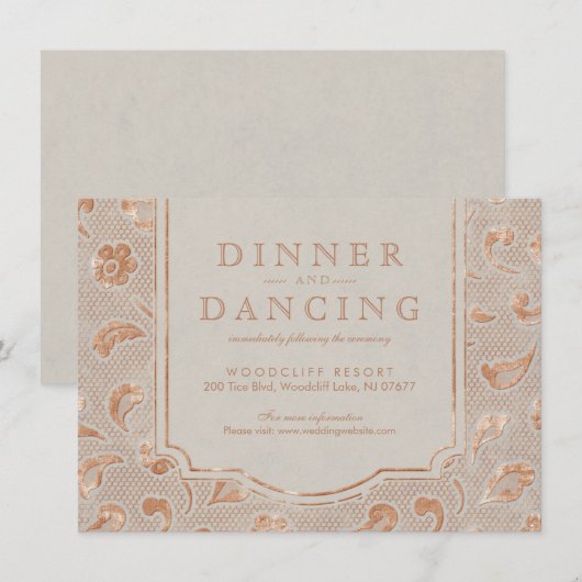 Kraft gold Lace rustic country bruiloft receptie Informatiekaartje (Voorkant / Achterkant)