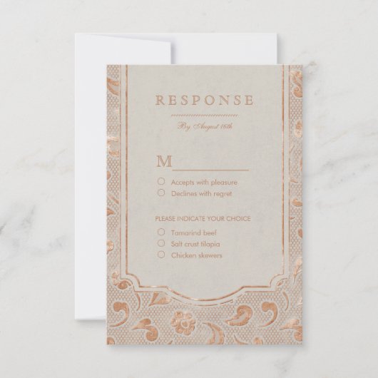 Kraft gold Lace Rustic country bruiloft RSVP (Voorkant)