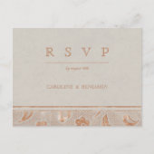 Kraft gold Lace Rustic country bruiloft RSVP Uitnodiging Briefkaart (Voorkant)