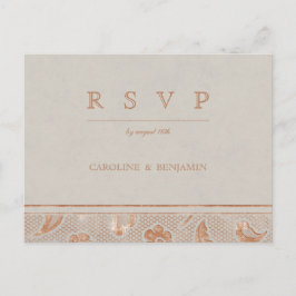 Kraft gold Lace Rustic country bruiloft RSVP Uitnodiging Briefkaart