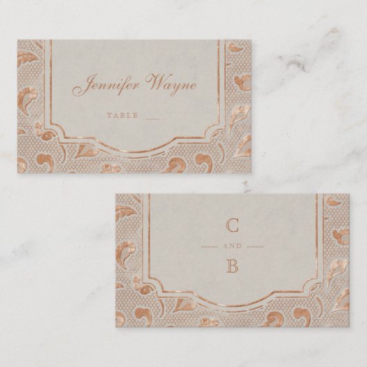 Kraft gold Lace rustige country bruiloft-kaarten Plaatskaartje (Voorkant / Achterkant)