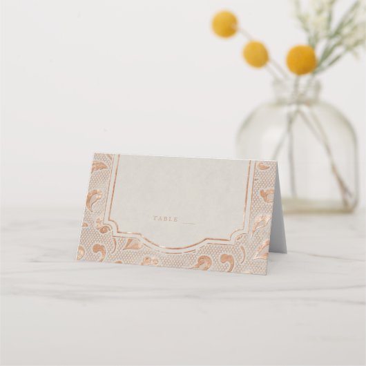 Kraft gold Lace rustige country bruiloft-kaarten Plaatskaartje (Voorkant)