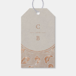 Kraft gold Lace rustige country bruiloft monogram Cadeaulabel