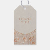 Kraft gold Lace rustige country bruiloft monogram Cadeaulabel (Achterkant)