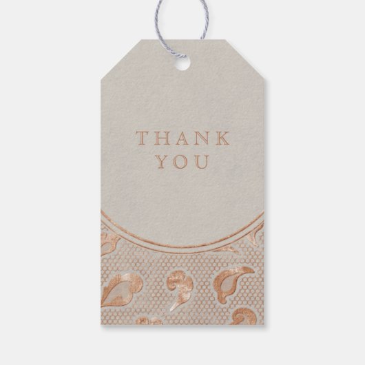 Kraft gold Lace rustige country bruiloft monogram Cadeaulabel (Achterkant)