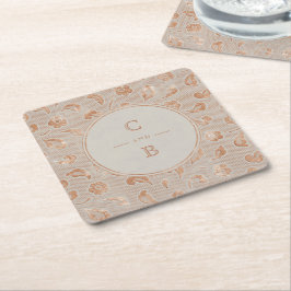 Kraft gold Lace rustige country bruiloft monogram Kartonnen Onderzetters