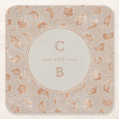 Kraft gold Lace rustige country bruiloft monogram Kartonnen Onderzetters (Voorkant)