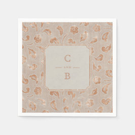 Kraft gold Lace rustige country bruiloft monogram Servet