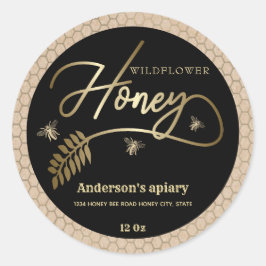 Kraft gouden bijenhoningtak potje Label
