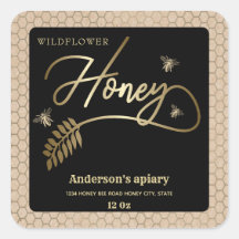  Kraft gouden bijenhoningtak potje Label