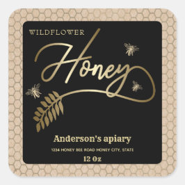 Kraft gouden bijenhoningtak potje Label