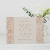 Kraft gouden kant roestige trouw save the date (Staand voorkant)