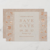 Kraft gouden kant roestige trouw save the date (Voorkant / Achterkant)