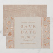 Kraft gouden kant rustieke trouwdatum save the dat date (Voorkant / Achterkant)