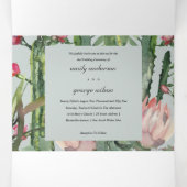 KRAFT GRAY FLORAL CACTI FOLIAGE WATERVERF WEDDING DRIELUIK UITNODIGING (Binnenkant midden)