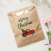 Kraft Green Brush Script Kerstmis  Truck Bedankzakje (Gezegeld)