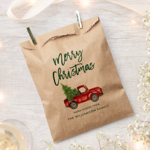 Kraft Green Brush Script Kerstmis  Truck Bedankzakje