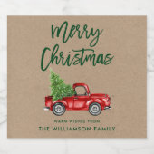 Kraft Green Brush Script Kerstmis Truck Bier Etiket (Enkel label)