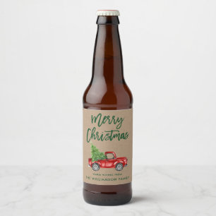 Kraft Green Brush Script Kerstmis  Truck Bier Etiket
