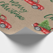 Kraft Green Brush Script Kerstmis  Truck Cadeaupapier (Hoek)
