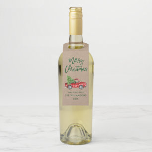 Kraft Green Brush Script Kerstmis  Truck Flessenhanger