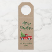 Kraft Green Brush Script Kerstmis  Truck Flessenhanger (Voorkant)
