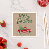 Kraft Green Brush Script Kerstmis  Truck Servet (Insitu)