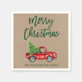 Kraft Green Brush Script Kerstmis  Truck Servet (Voorkant)