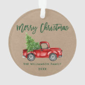 Kraft Green Brush Script  Red Truck Ornament (achterkant)