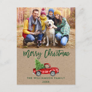 Kraft Green Brush Script  Truck Kerstmis Briefkaart
