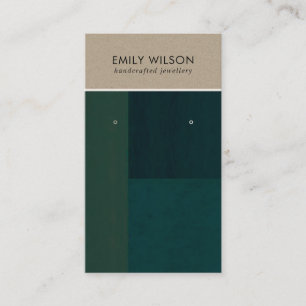 KRAFT GREEN COLOR BLOCK STUD ARRING DISPLAY CARD VISITEKAARTJE