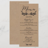 Kraft Greenery Wedding Menu Kaart (Voorkant / Achterkant)
