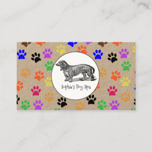 Kraft grillige hond en pootafdruk patroon groomer visitekaartje