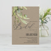 KRAFT GROEN BLADIGE LOOF WATERVERF BRUIDSSUITEERPA KAART (Staand voorkant)