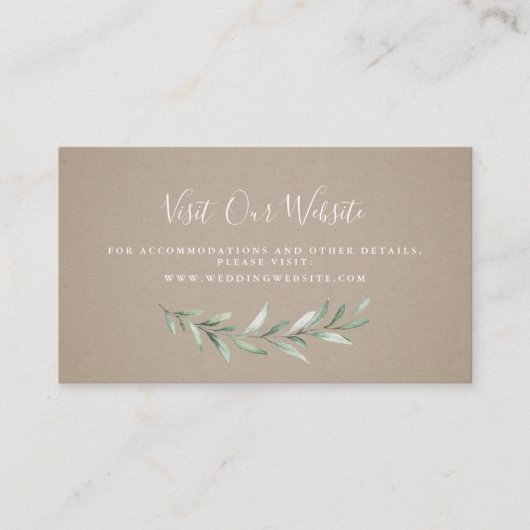 Kraft groen bruiloft website Kaart invoegen Plaatskaartje (Voorkant)