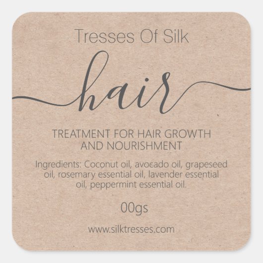 Kraft Haarbehandeling Handgemaakt Masker Vierkante Sticker (Voorkant)