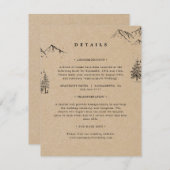 Kraft Hand-getrokken bergen dennen bruiloft detail Informatiekaartje (Voorkant / Achterkant)