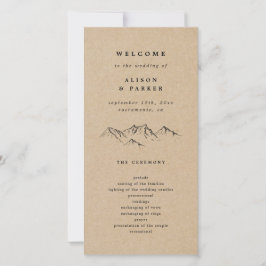 Kraft Hand-getrokken Bergen Pines bruiloft program