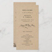 Kraft Hand-getrokken Bergen Pines bruiloft program (Voorkant / Achterkant)