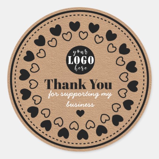 Kraft handgemaakt met liefde | Dank u sticker (Voorkant)