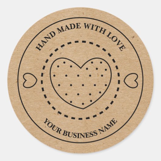 Kraft handgemaakt met liefde | Dank u sticker (Voorkant)