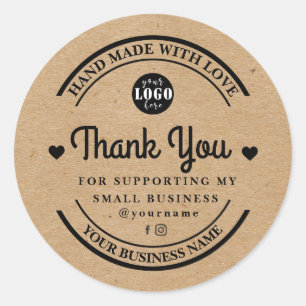 Kraft handgemaakt met liefde   Dank u sticker