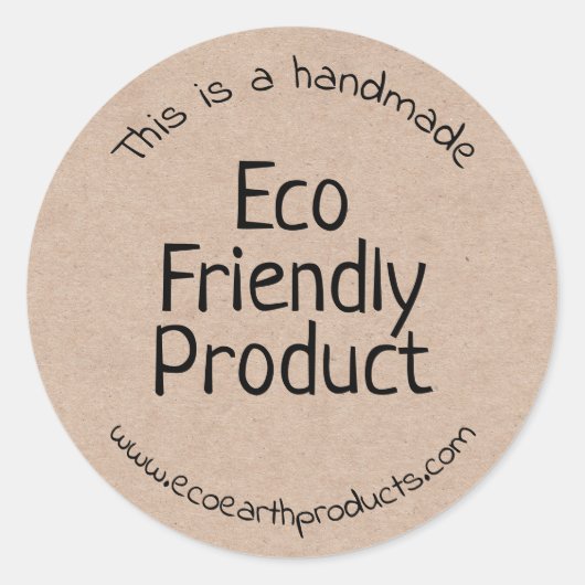 Kraft Handgemaakte Eco-vriendelijke productlabels Ronde Sticker (Voorkant)