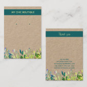 Kraft Handgemaakte Oorbel Display Floral Boho blau Visitekaartje (Voorkant / Achterkant)