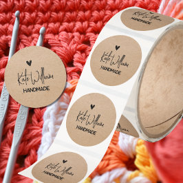 kraft handgemaakte stickers met hart