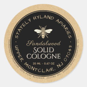 Kraft Handgeschreven bijenwas Etiket zwart