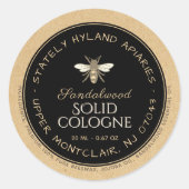 Kraft handgeschreven bijenwas productlabel Zwart Ronde Sticker (Voorkant)