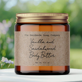 Kraft handgeschreven label voor body butter pot waterfles etiket